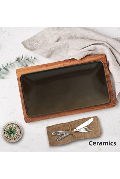 Keramika Siera Boat Plate 33cm Luster Brown 2 Pieces