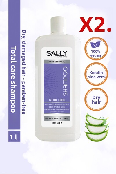 Sally شامبو توتال كير للإصلاح الكامل للشعر الجاف والتالف 1 لتر (2 قطعة)