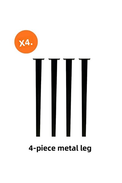 Hızır أرجل طاولة معدنية 4 قطع، أسود، أرجل فولاذية متينة 71 سم - 4 سم