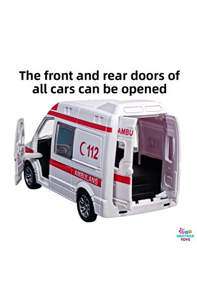 Brother Toys 4-Piece Vehicle Set Ambulance Police Fire Brigade Gendarmerie Toy Car 12 Cm.