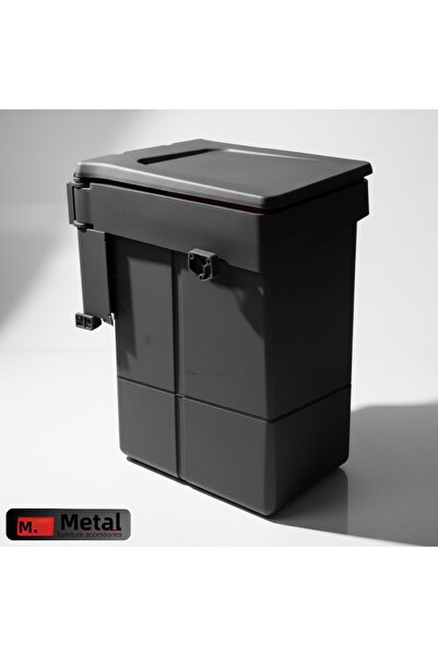 METALİ Garbage Bin Mounted on the Door Anthracite 20 Liters, Cabinet Door Minimum Size 45 Cm.