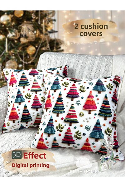 Fifty Home 2 калъфа за възглавници 43x43 cm Дигитален печат Нова година Колед...