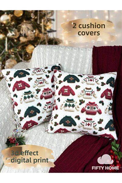 Fifty Home 2 HUSE KIRLENT 43x43 cm Imprimare digitală Anul Nou Crăciun Concep...
