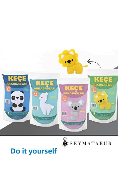 BALIM ÖRGÜ EVİ Felt Friends DIY Felt Stitching Toy Making Kit – Panda, Alpaca...