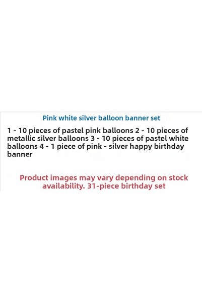ZENVİVA Pink Silver White Balloon-Banner Set