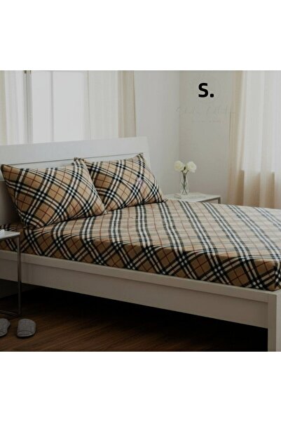 shules collection Plaid Double Bed Sheet+Pillow Set 100% Cotton