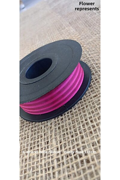 hobidaşım Panglică din tul cu 4 dungi Dusty Rose – 3 cm (1 rolă)