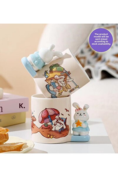 hediyeofisi Premium Ceramic Mug with Cute Rabbit Handle