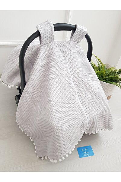 artıbebe 100% Cotton Gray Solid Color Pique Zippered Muslin Stroller Cover