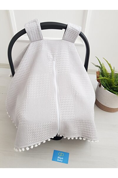 artıbebe 100% Cotton Gray Solid Color Pique Zippered Muslin Stroller Cover