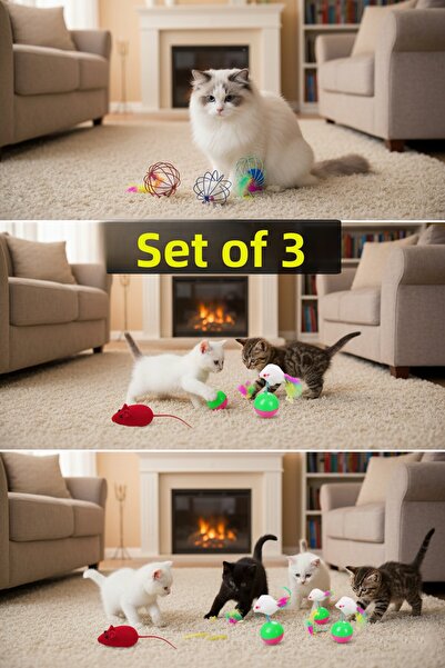 rianka مجموعة ألعاب القطط المتحركة المكونة من 3 قطع وفأر القطط هاتشياتيز وفأر...