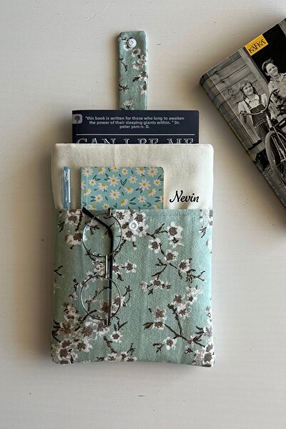 Outlet Çarşım غلاف كتاب من الكتان مع جيب مخصص باسمك، هدية مثالية لمحبي الكتب