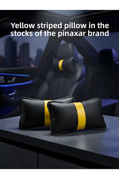 pınaxar Volvo S90 2016 and after Car Seat Yellow Stripe Neck Pillow 2 Pieces