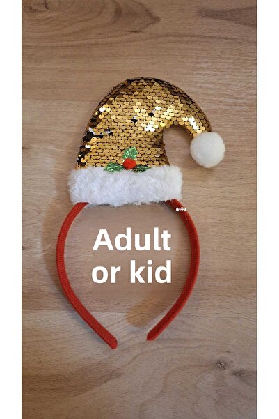 asöy New Year's Sequin Red Crown 1 Piece New Year's Crown with White Pompom Children's or Adult's New Year's Crown