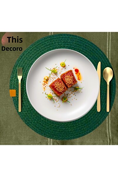 BUTSHIRT Wicker Jute Placemat Set of 6 American Service'Green' Knitted under Plate Christmas Decoration