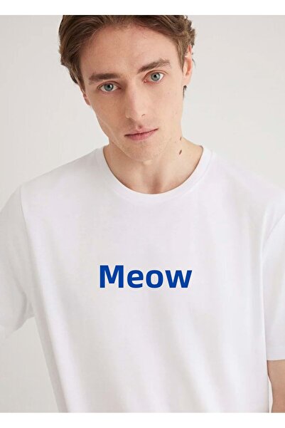 Mavi 067153 Meow Printed T-Shirt Men's T-Shirt White
