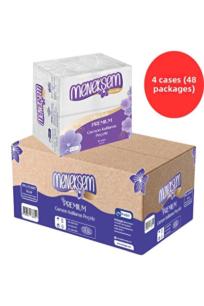 MENEKŞEM مناديل غارسون الفاخرة القابلة للطي 33×33 سم - 80 قطعة × 48 عبوة، إجم...