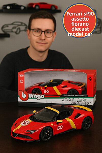 TOYFEST 1:18 Ferrari Sf90 Assetto Fiorano Licensed Diecast Metal Openable Doo...