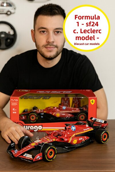 TOYFEST نموذج سيارة فيراري SF24 المعدني بمقياس 1:18 مع عجلة قيادة وعجلات مطاط...