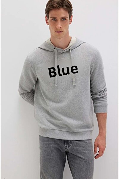 Mavi 065606-28387 Logo Printed Hooded Men's Sweatshirt Gray