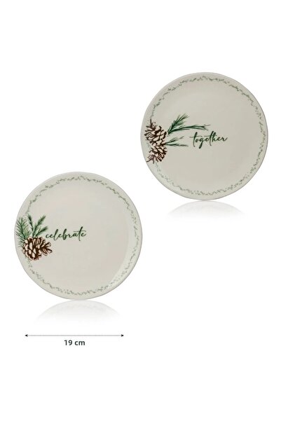 LC Waikiki Flower Patterned Ceramic 4-Piece Cake Plate 19 cm