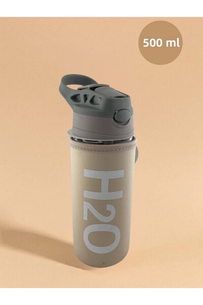 Tohana H2O Glass Flask with Straw and Cover 500 ml