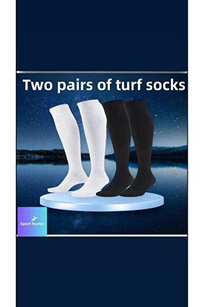 sporthome 2 τμχ Μαύρες και άσπρες κάλτσες ποδοσφαίρου 40-45