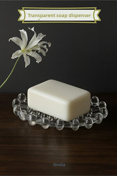 Orvila Διαφανής θήκη σαπουνιού - Στερεό σαπουνάκι από σιλικόνη - Στερεό σαπουνάκι στο περίγραμμα του νεροχύτη