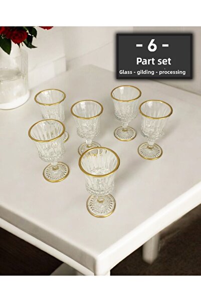 gkzglass home dekor Gilded Elysia Bahamas Set of 6 Coffee Water Glasses with Feet