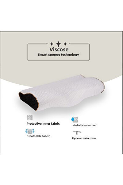 PUFYMAX 2Pcs Visco Orthopedic Pillow, Spine-Friendly Neck Support Pillow, Neck Straightening Replacement Cover Gift