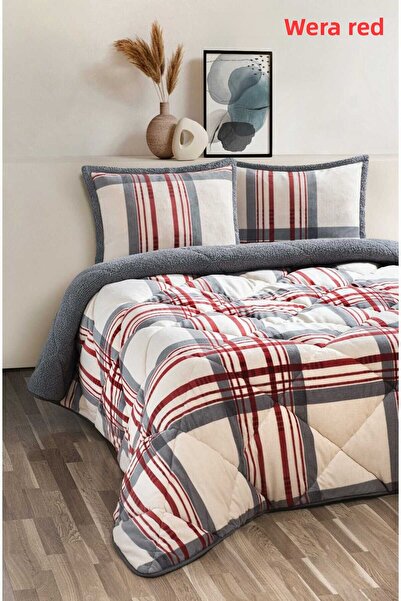 Romans Double Quilt Set Comforter Wera Red (1 Quilt + 2 Pillowcases)
