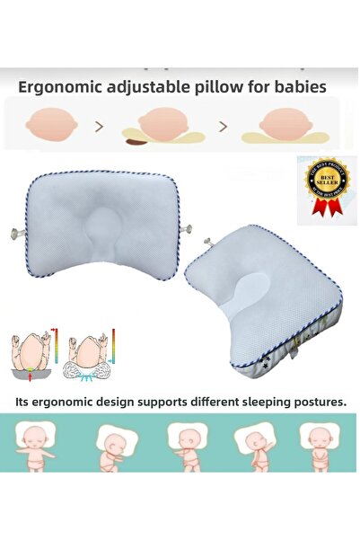 NOVA TEXTILE Adjustable Baby Flat Head Pillow, Baby Pillow, Double-Sided, Orthopedic, Cotton and Mesh Fabric