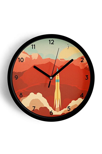 JHAAR ساعة حائط حديثة بتصميم سفر الزمن - 25 سم - هيكل أسود مع زجاج أمامي - آل...