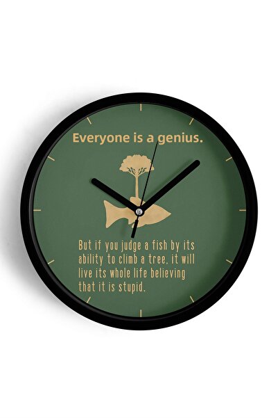 JHAAR ساعة حائط بتصميم عصري مع عبارة 'كل واحد هو جيدان' - 30 سم - هيكل أسود م...