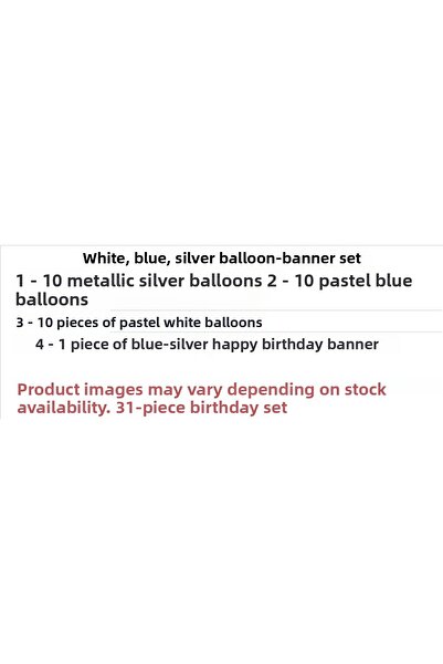 ZENVİVA White, Blue, Silver Balloon-Banner Set