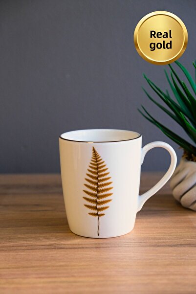 tabakevi Tabak Evi Porcelain Natura Fern Mug with Handle 9cm 220ml Single