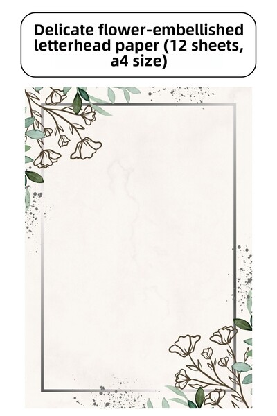 Welly Jones Delicate Floral Detailed Letter Paper (12 Pieces A4 Size)