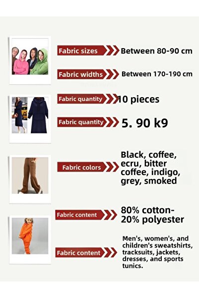 Yiğit Kumaş 3 Yarn Combing Set, 10 Pieces in Sizes Ranging from 80-90 cm