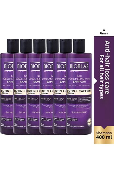 Bioblas Caffeine Arginine Biotin Anti-Hair Loss Shampoo 400 ml 6 Pieces