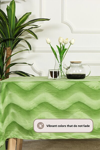 Elart Patterned Velvet Tablecloth (125X210 cm) Green