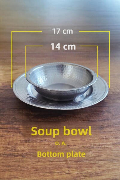 Binbir Trend Çekic Tattoo Pattern Soup Bowl and Bottom Plate Set, Soup Bowl Set 14Cm-19Cm