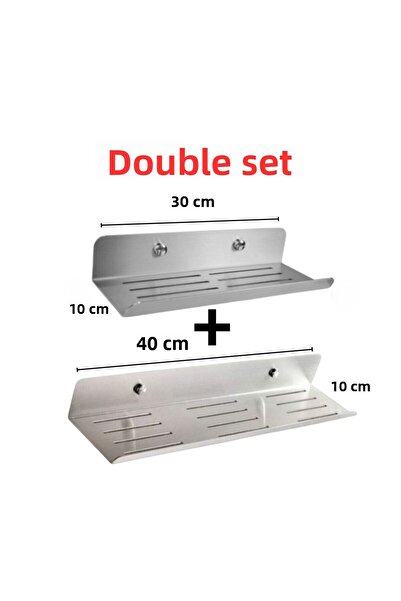 bermega إينوكس، طقم رف مزدوج من الفولاذ المقاوم للصدأ، رف الحمام، حامل الشامبو، صحن الصابون، ملحقات الحمام