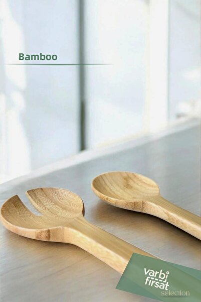 Varbifırsat 2-Piece Bamboo Serving Set (Spoon & Fork)