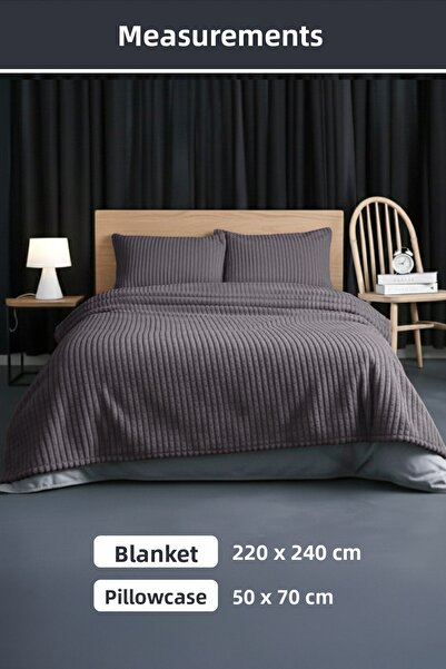 Merinos Modern Line 3 Piece Blanket Set - Smoked