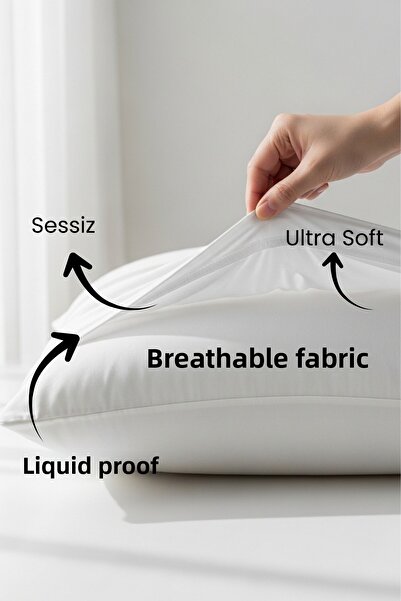 YUNUSOĞLU HOME 2 Pieces Liquid-Proof Microfiber Pillow Protectors - Waterproof Pillow Protector 50X70 cm