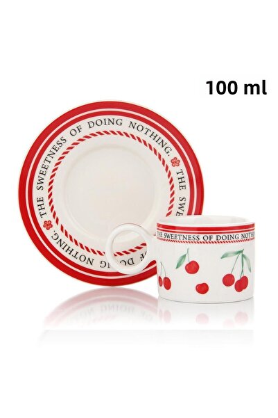 Altabi Porcelain Turkish Coffee Set for 2 People – Cherry Pattern |   100 ml