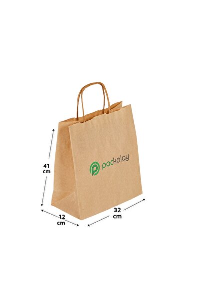 Recopack مطبوع أكياس كرتون كرافت مقاس 32x12x41 سم (1000 قطعة) بني