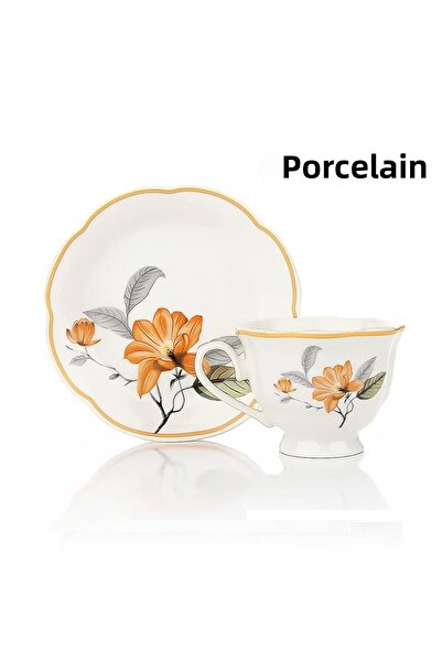 Altabi Turkish Coffee Set for 2 People Porcelain – Floral Pattern |   90 ml