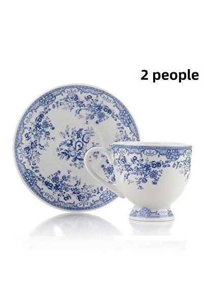 Altabi Turkish Coffee Set for 2 People Porcelain – Blue Floral Pattern |   100 ml