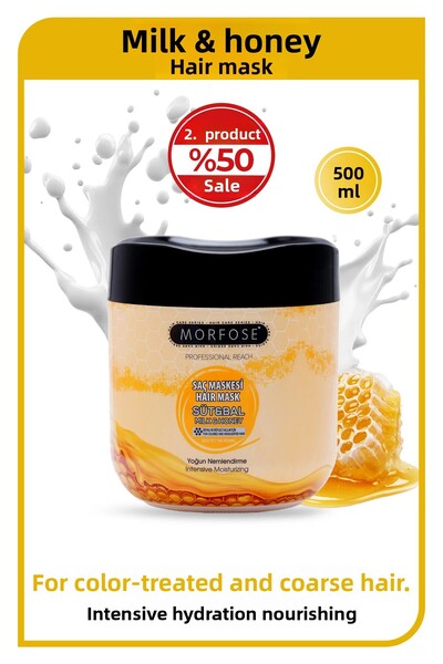 Morfose Milk & Honey Hair Mask 500 ml - Intensive Moisturization, Nourishment